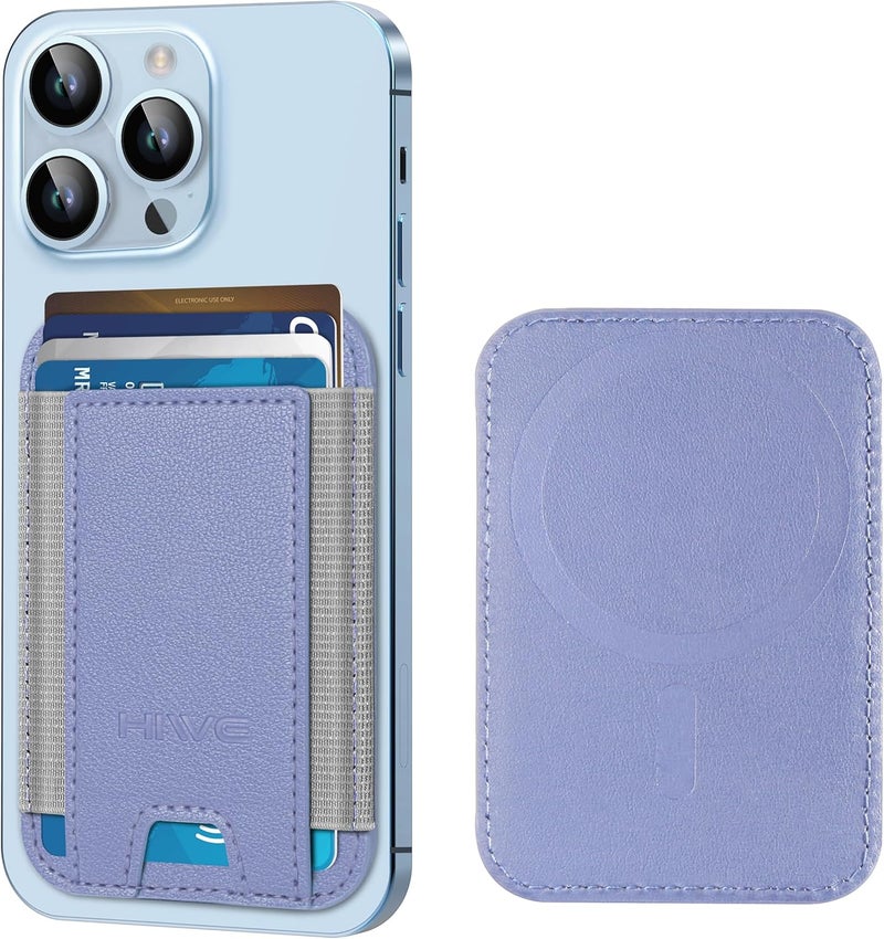 HiWe for MagSafe Wallet, Strongest Magnetic Wallet for iPhone 17/16/15/14/13/12 Series, 7 Cards Holder, Leather Minimalist Slim RFID, 1 Slot, Lavender - Image 1